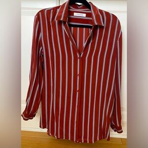 FRAME WOMENS SILK BLEND STRIPED BUTTON DOWN SHIRT